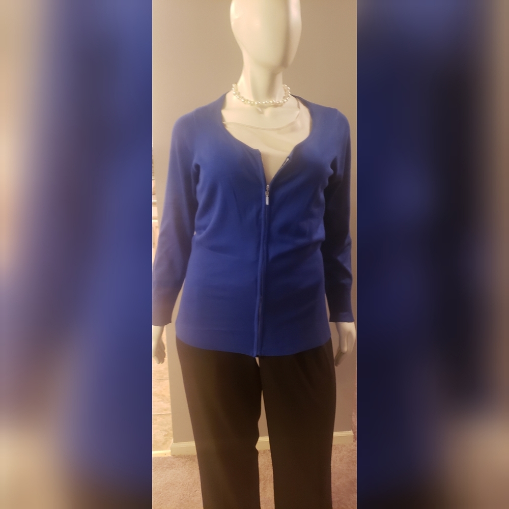 Colbat Blue Front Zip Sweater